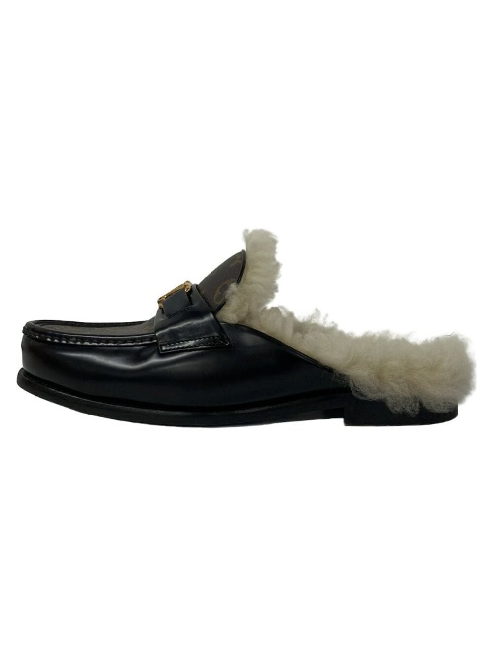 Louis Vuitton Loafers M Major Line Open Back Dark Brown Multi 7.5